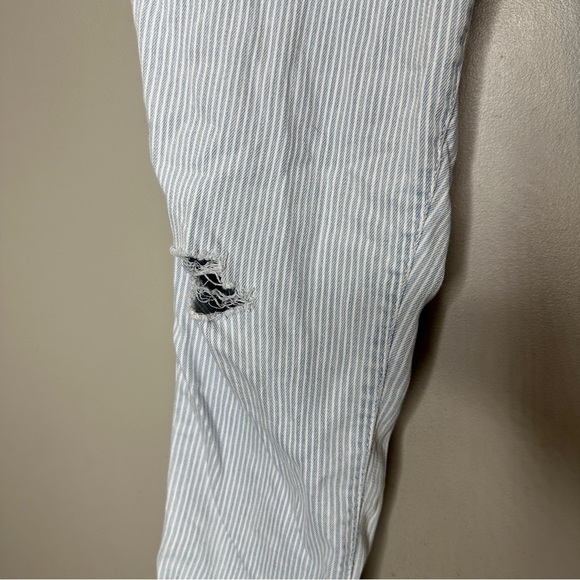 Zara basics distressed striped raw hem skinny leg jeans - Picture 2 of 10